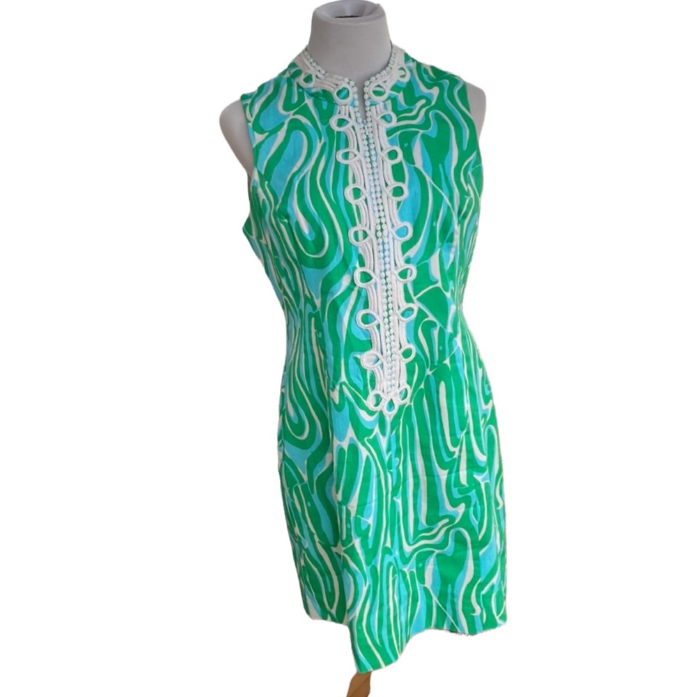 Lilly Pulitzer Green & White Sleeveless Printed Midi Dress - Picture 2 of 6